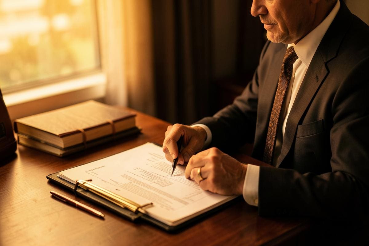 Advogado organizando provas de quitação para ação judicial