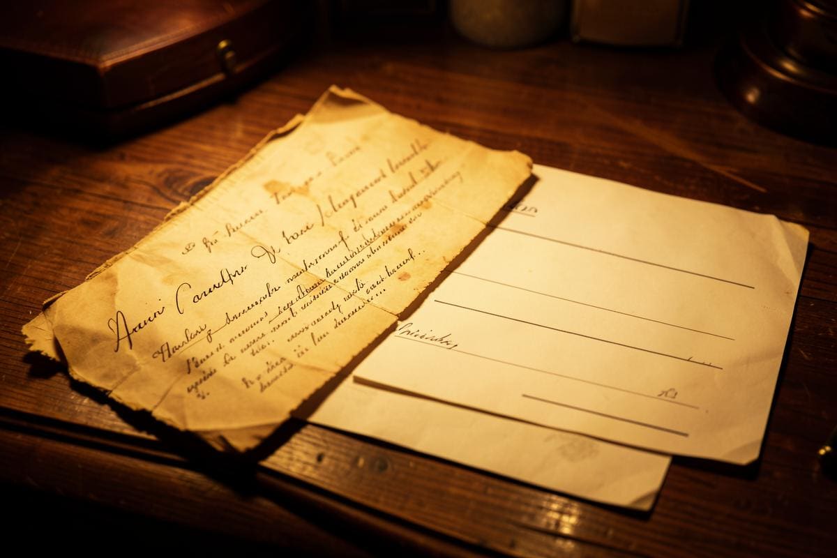 Contrato de loteamento amarelado ao lado de escritura em branco