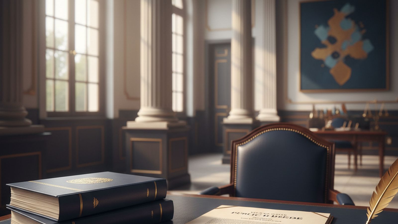Detalhe de documentos jurídicos — cartório de notas e fórum, as duas vias da partilha